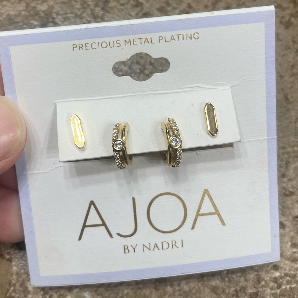 Nadri Gold and Silver Crystal Earrings